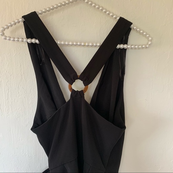 Zara Soft Surplice Wrap Dress Tortoise Shell O-Ring Dress In Black - Picture 11 of 12